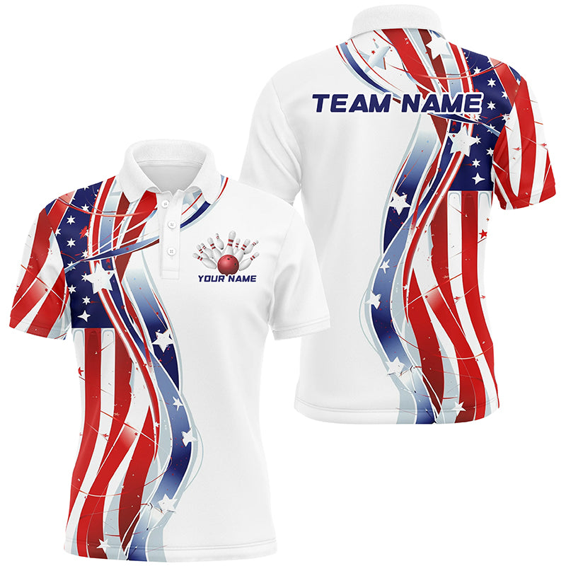 Custom American Flag Bowling Shirts For Men And Women, Patriotic Bowling Team Jerseys For Bowlers IPHW6669