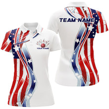 Load image into Gallery viewer, Custom American Flag Bowling Shirts For Women, Patriotic Bowling Team Jerseys For Bowlers IPHW6669