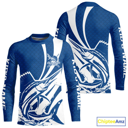 Custom Sailfish Fishing Saltwater Kid Long Sleeve Shirts, Sailfish Fishing Jerseys IPHW9189