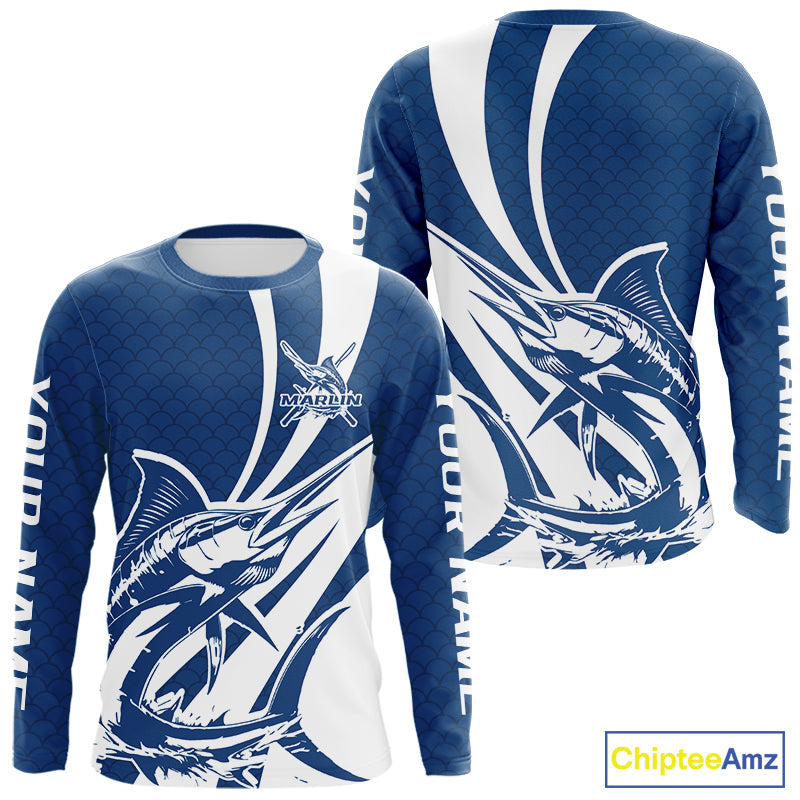 Custom Marlin Fishing Saltwater Long Sleeve Shirts, Marlin Fishing Jerseys IPHW9190