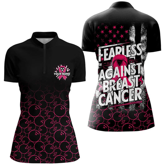 Fearless Against Breast Cancer Custom Bowling Shirts, Breast Cancer Awareness Team Jersey IPHW7010