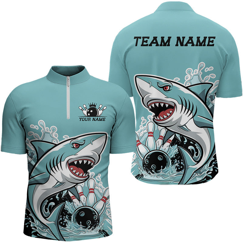 Shark Custom Bowling Jerseys, Shark Bowling Tournament Quarter-Zip Shirts For Men IPHW8008