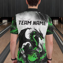 Load image into Gallery viewer, Black And Green Thunder Lightning Custom Dragon Bowling Men Polo Shirts, Bowling Uniform IPHW8696