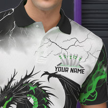 Load image into Gallery viewer, Black And Green Thunder Lightning Custom Dragon Bowling Men Polo Shirts, Bowling Uniform IPHW8696