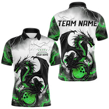 Load image into Gallery viewer, Black And Green Thunder Lightning Custom Dragon Bowling Men Polo Shirts, Bowling Uniform IPHW8696