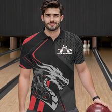 Load image into Gallery viewer, Custom Black And Red Dragon Bowling Jerseys, Bowling Team Men Polo Shirts Bowlers Outfit IPHW8701