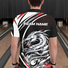 Load image into Gallery viewer, Custom Black And Red Dragon Bowling Team Polo Shirts For Men, Dragon Bowling Jerseys IPHW8705