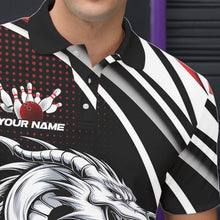 Load image into Gallery viewer, Custom Black And Red Dragon Bowling Team Polo Shirts For Men, Dragon Bowling Jerseys IPHW8705