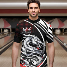 Load image into Gallery viewer, Custom Black And Red Dragon Bowling Team Quarter-Zip Shirts For Men, Dragon Bowling Jerseys IPHW8705