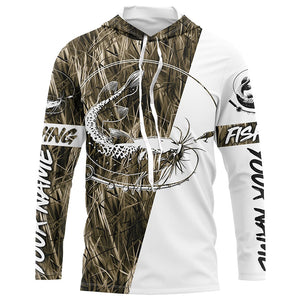 Catfish Fishing Tattoo Camo Custom Long Sleeve Fishing Shirts, Catfish Tournament Fishing Jerseys IPHW6196