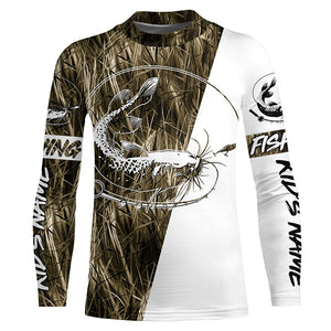 Catfish Fishing Tattoo Camo Custom Long Sleeve Fishing Shirts, Catfish Tournament Fishing Jerseys IPHW6196