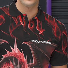 Load image into Gallery viewer, Custom Red Flame Dragon Bowling Polo Shirts For Men, Dragon Bowling Team Jerseys IPHW8960