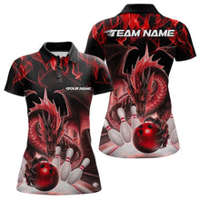 Load image into Gallery viewer, Custom Red Flame Dragon Bowling Polo Shirts For Women, Dragon Bowling Team Jerseys IPHW8960