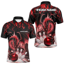 Load image into Gallery viewer, Custom Red Flame Dragon Bowling Polo Shirts For Men, Dragon Bowling Team Jerseys IPHW8960