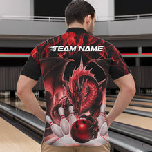 Load image into Gallery viewer, Custom Red Flame Dragon Bowling Quarter-Zip Shirts For Men, Dragon Bowling Team Jerseys IPHW8960