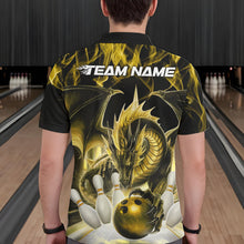 Load image into Gallery viewer, Custom Yellow Flame Dragon Bowling Polo Shirts For Men, Dragon Bowling Team Jerseys IPHW8962