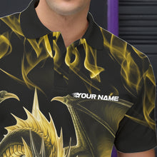 Load image into Gallery viewer, Custom Yellow Flame Dragon Bowling Polo Shirts For Men, Dragon Bowling Team Jerseys IPHW8962