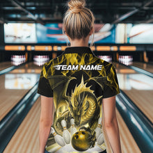 Load image into Gallery viewer, Custom Yellow Flame Dragon Bowling Women Quarter-Zip Shirts, Dragon Bowling Team Jerseys IPHW8962