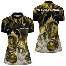 Load image into Gallery viewer, Custom Yellow Flame Dragon Bowling Women Quarter-Zip Shirts, Dragon Bowling Team Jerseys IPHW8962