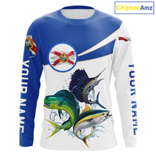 Load image into Gallery viewer, Custom Mahi Mahi, Sailfish, Tuna Florida Long Sleeve Saltwater Fishing Shirts For Men IPHW11353