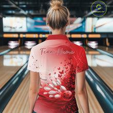 Load image into Gallery viewer, Custom Red Butterfly Bowling Women Polo Shirt, Women Bowling Tournament Uniform IPHW11360
