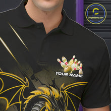 Load image into Gallery viewer, Custom Glowing Yellow Dragon Bowling Team Polo Shirts For Men, Dragon Bowling Jerseys IPHW9540