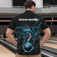 Load image into Gallery viewer, Custom Glowing Blue Dragon Bowling Team Quarter-Zip Shirts For Men, Dragon Bowling Jerseys IPHW9541
