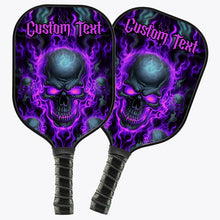 Load image into Gallery viewer, Custom Purple Flame Skull Halloween Pickleball Paddles, Skull Pickleball Racket, Halloween Pickleball Gifts IPHW7217