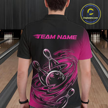 Load image into Gallery viewer, Custom Black And Pink Flame Bowling Polo Shirts For Men, Team Bowling League Shirt IPHW9777