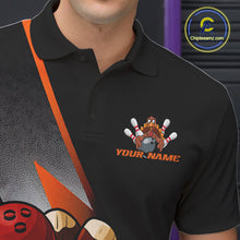 Load image into Gallery viewer, Custom Funny Orange Turkey Bowling Team Men Polo Shirts, Thanksgiving Bowling Shirt IPHW9783
