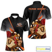 Load image into Gallery viewer, Custom Funny Orange Turkey Bowling Team Men Polo Shirts, Thanksgiving Bowling Shirt IPHW9783