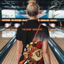 Load image into Gallery viewer, Custom Funny Orange Turkey Bowling Women Quarter-Zip Shirts, Thanksgiving Bowling Shirt IPHW9783