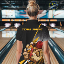 Load image into Gallery viewer, Custom Funny Yellow Turkey Bowling Team Women Polo Shirts, Thanksgiving Bowling Shirt IPHW9784