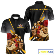 Load image into Gallery viewer, Custom Funny Yellow Turkey Bowling Team Men Polo Shirts, Thanksgiving Bowling Shirt IPHW9784