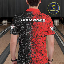 Load image into Gallery viewer, Custom Black And Red Splatter Bowling Ball Pattern Bowling Team Polo Shirts For Men IPHW9790