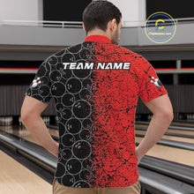 Load image into Gallery viewer, Custom Black And Red Splatter Bowling Ball Pattern Bowling Team Quarter-Zip Shirts For Men IPHW9790