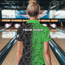 Load image into Gallery viewer, Custom Black And Green Splatter Bowling Ball Pattern Bowling Team Polo Shirts For Women IPHW9792