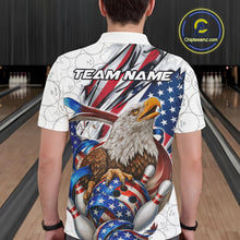 Load image into Gallery viewer, Custom Patriotic US Flag Eagle Bowling Men Shirt, USA Bowling Team League Shirt IPHW10163