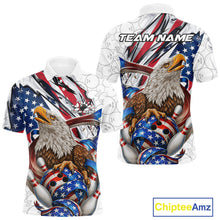 Load image into Gallery viewer, Custom Patriotic US Flag Eagle Bowling Men Shirt, USA Bowling Team League Shirt IPHW10163