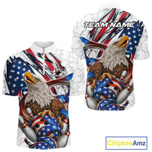 Load image into Gallery viewer, Custom Patriotic US Flag Eagle Bowling Men Shirt, USA Bowling Team League Shirt IPHW10163