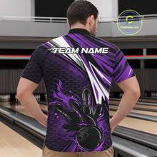 Load image into Gallery viewer, Custom Purple Flame Bowling Jerseys For Men, Hexagon Bowling Team Tournament Shirt IPHW10559