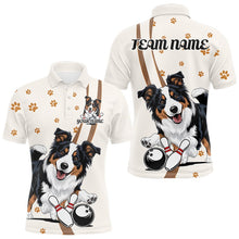 Load image into Gallery viewer, Custom Funny Border Collie Dog Bowling Men Polo Shirts, Dog Paw Print Bowler Outfit IPHW8974