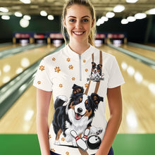 Load image into Gallery viewer, Custom Funny Border Collie Dog Bowling Women Quarter-Zip Shirt, Dog Paw Bowler Outfit IPHW8974