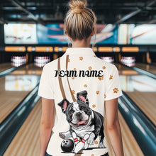 Load image into Gallery viewer, Custom Funny French Bulldog Bowling Women Quarter-Zip Shirts, Dog Paw Print Bowler Outfit IPHW8975