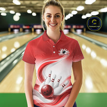 Load image into Gallery viewer, Custom Bowling Tournament Polo Shirts For Women, Bowling League Team Shirt | Red IPHW11372