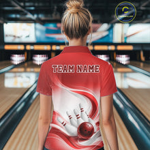 Load image into Gallery viewer, Custom Bowling Tournament Polo Shirts For Women, Bowling League Team Shirt | Red IPHW11372