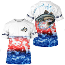 Load image into Gallery viewer, Red White And Blue Tie Dye Background Custom Patriotic Catfish Long Sleeve Fishing Shirts IPHW7019