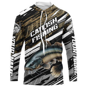 Catfish Fishing Custom Long Sleeve Tournament Fishing Shirts, Catfish Fishing Jerseys Grass Camo IPHW7020