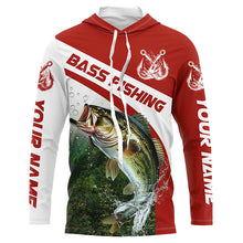 Load image into Gallery viewer, Custom Bass Fishing Long Sleeve Tournament Fishing Shirts, Bass Performance Fishing Jerseys | Red IPHW5801