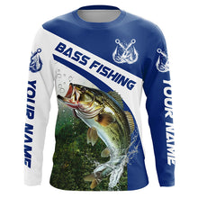 Load image into Gallery viewer, Custom Bass Fishing Long Sleeve Tournament Fishing Shirts, Bass Performance Fishing Jerseys | Blue IPHW5802